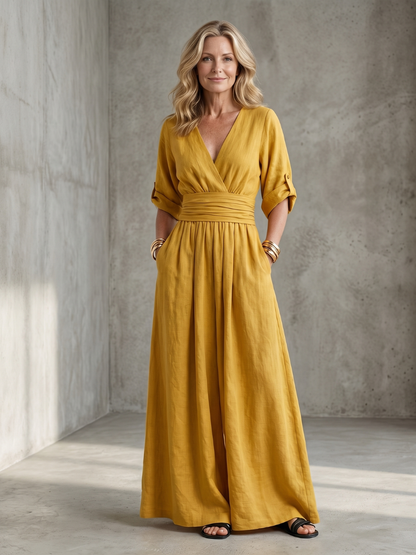 Dames Getailleerde Maxi Jurk – Geschikt voor Zomer en Casual Gebruik