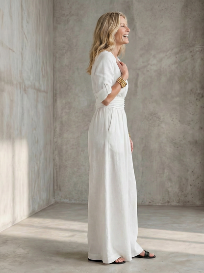 Dames Getailleerde Maxi Jurk – Geschikt voor Zomer en Casual Gebruik