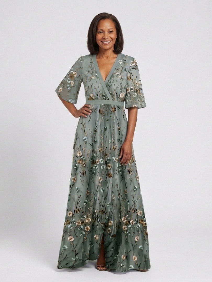 Dames Getailleerde Maxi Jurk – Geschikt voor Zomer, Met V-Hals en Wrap Sluiting