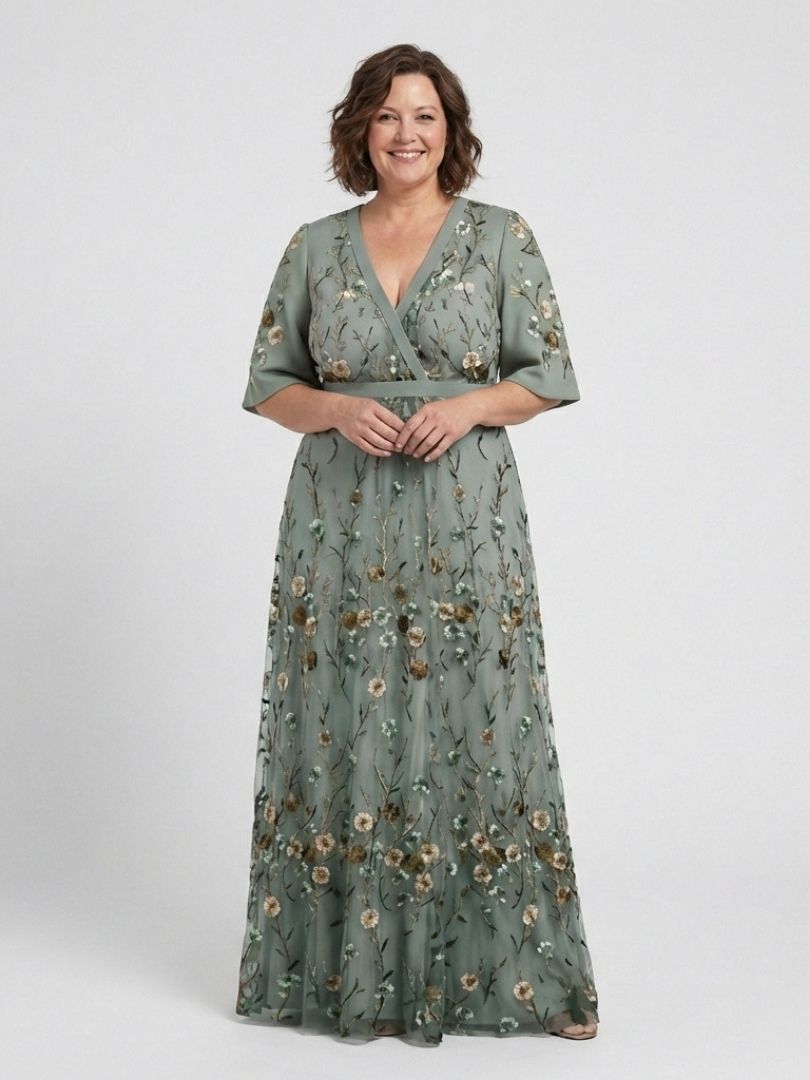 Dames Getailleerde Maxi Jurk – Geschikt voor Zomer, Met V-Hals en Wrap Sluiting