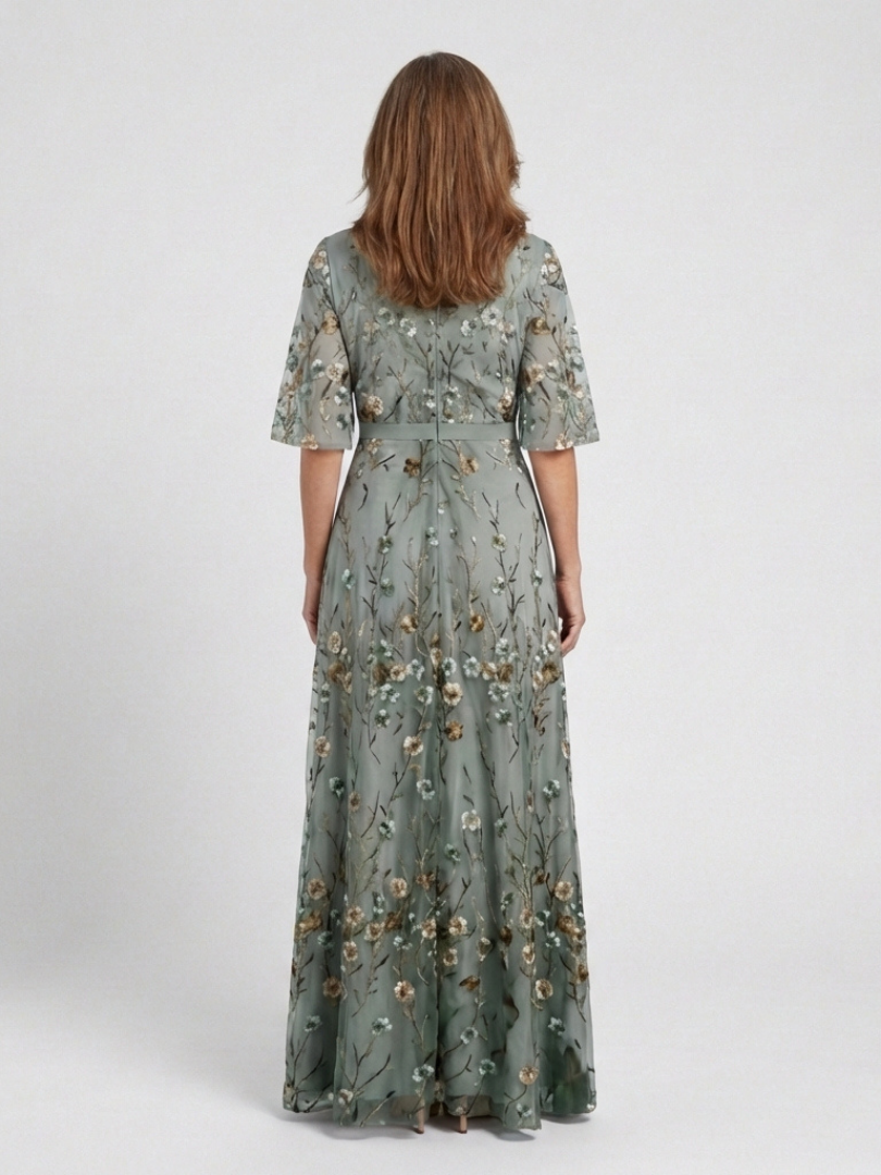 Dames Getailleerde Maxi Jurk – Geschikt voor Zomer, Met V-Hals en Wrap Sluiting