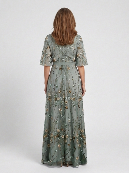 Dames Getailleerde Maxi Jurk – Geschikt voor Zomer, Met V-Hals en Wrap Sluiting