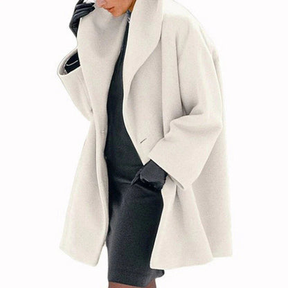 Dames Wollen Jas met Knoopsluiting – Heuplange Winterjas
