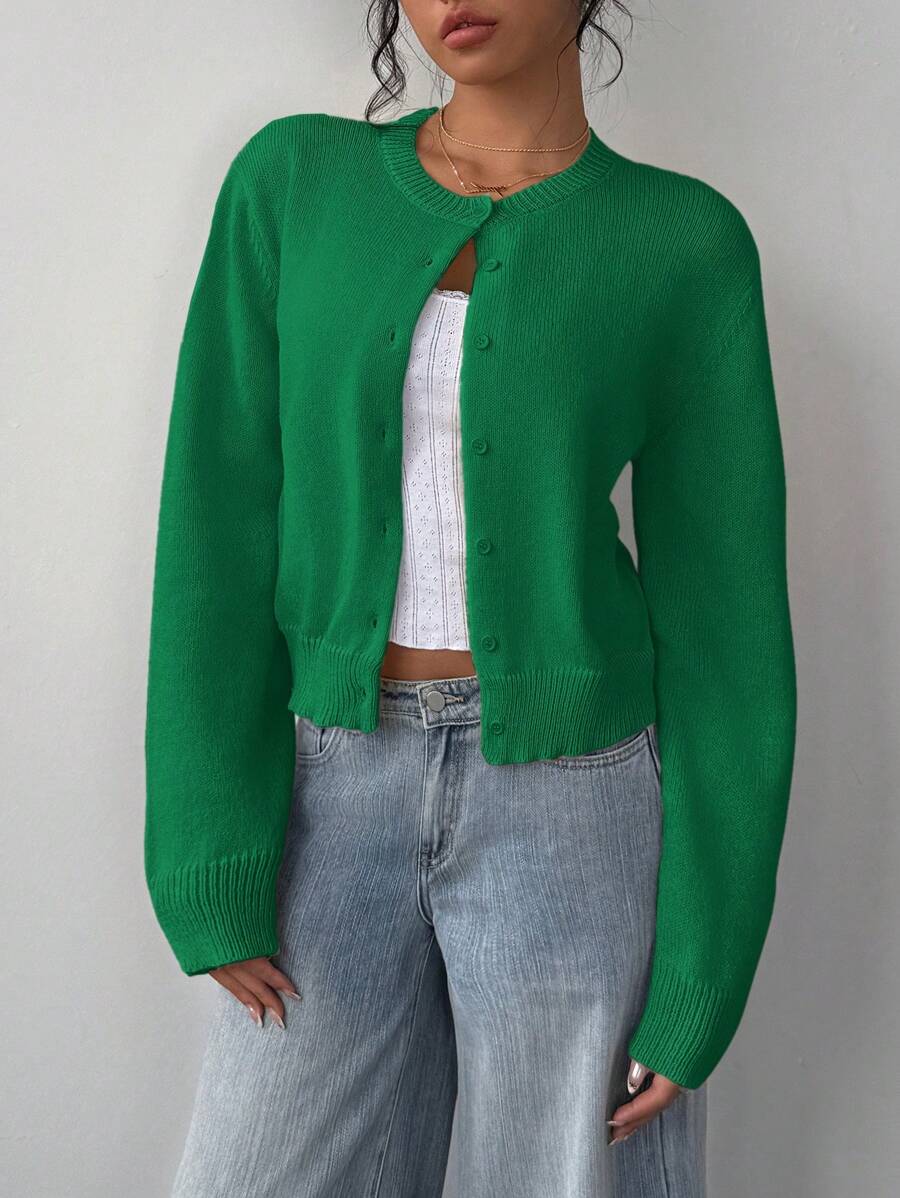 Dames Vest met Ronde Hals en Geribde Boord