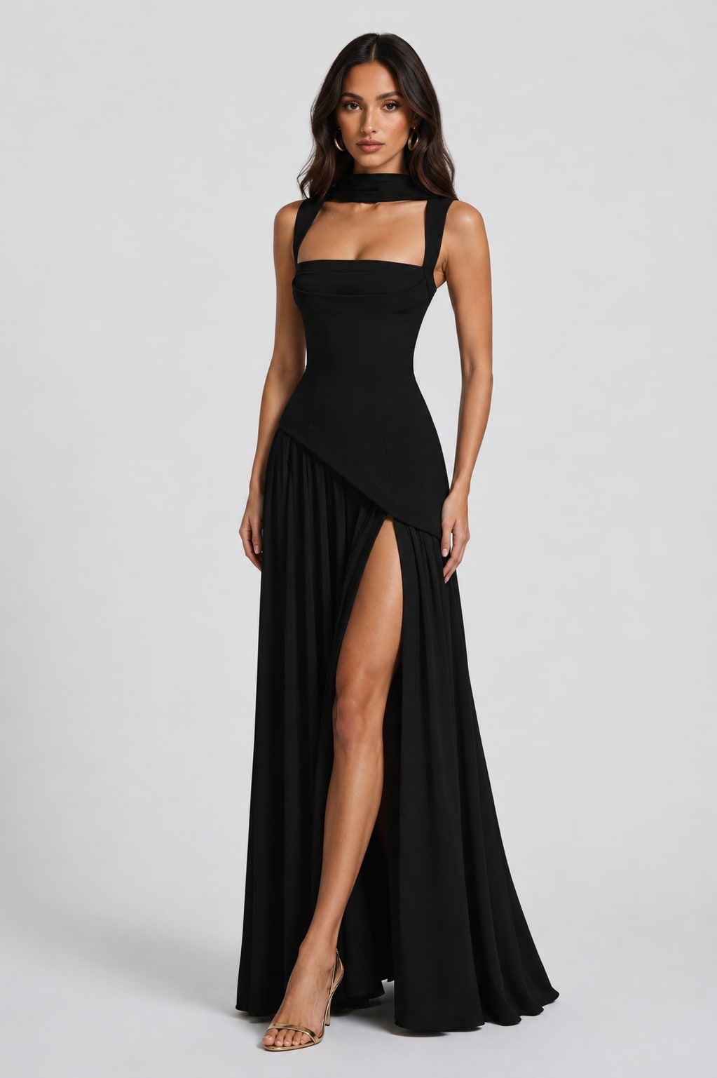 Mara Draped Asymmetric Maxi Dress_11