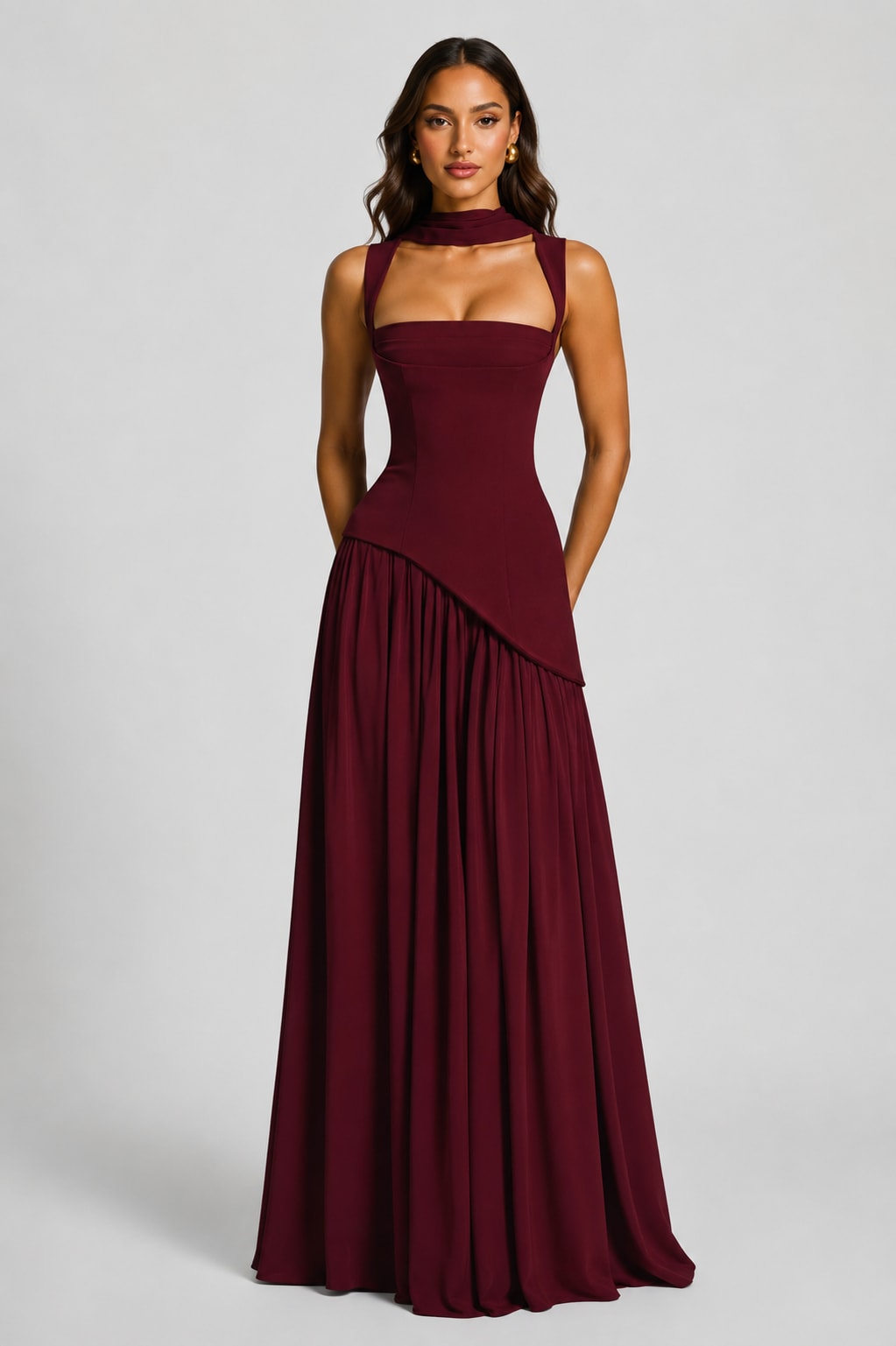Mara Draped Asymmetric Maxi Dress_8