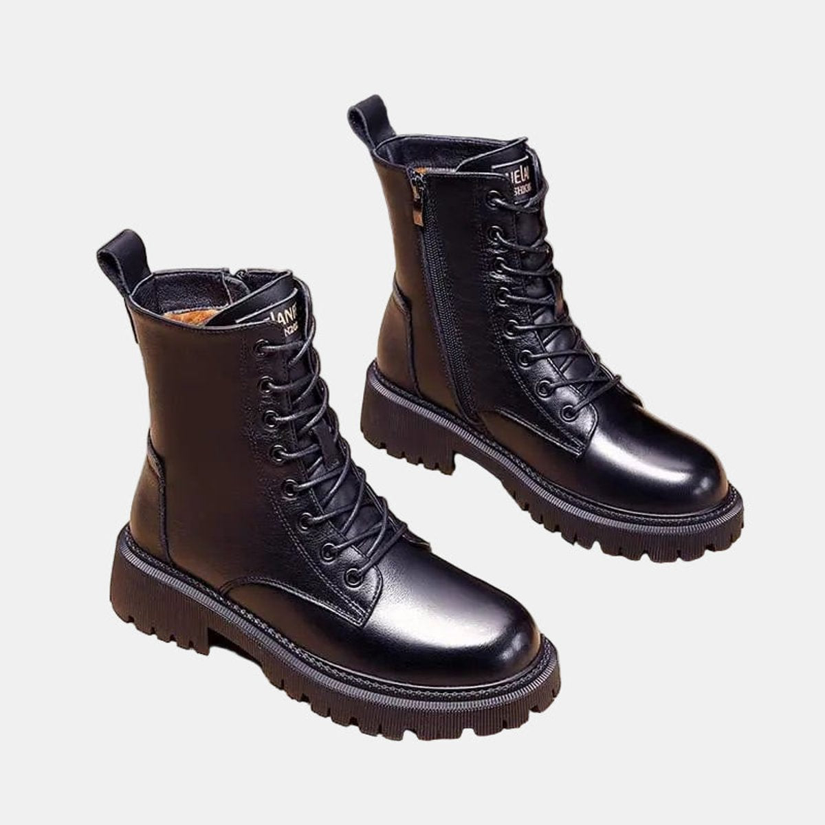 Women's Fur-Lined Lace-Up Leather Ankle Boots