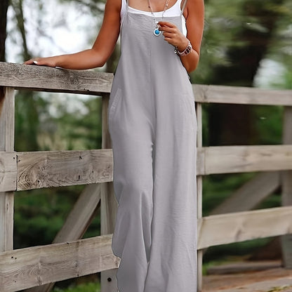 Dames Oversized Dungaree Jumpsuit – Mouwloos, Geschikt voor Zomer en Casual Gebruik