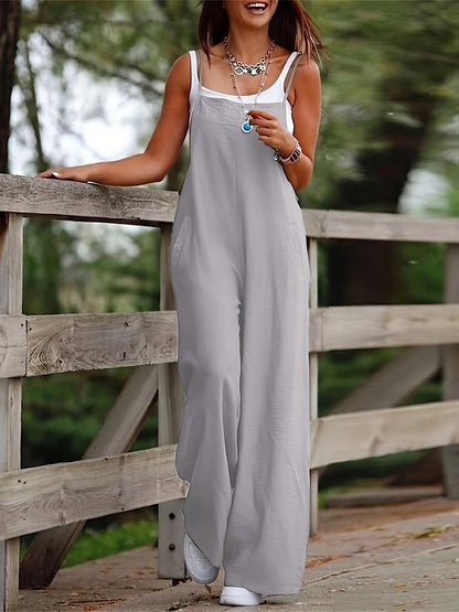Dames Oversized Dungaree Jumpsuit – Mouwloos, Geschikt voor Zomer en Casual Gebruik