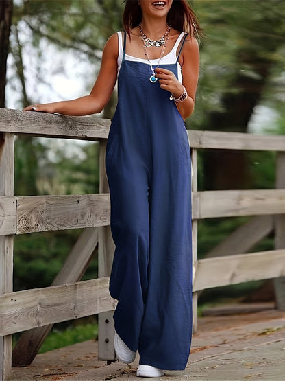 Dames Oversized Dungaree Jumpsuit – Mouwloos, Geschikt voor Zomer en Casual Gebruik