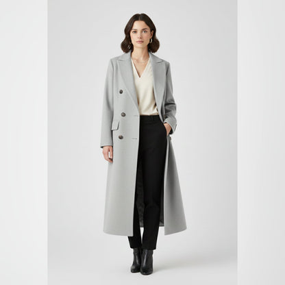 women's long lapel coat in gray