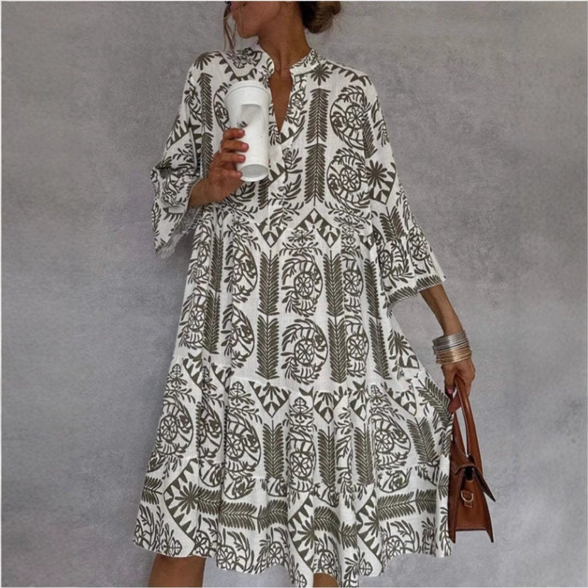 Dames Loose-Fit Tuniek Jurk – Met Knopen, Geschikt voor Lente en Zomer