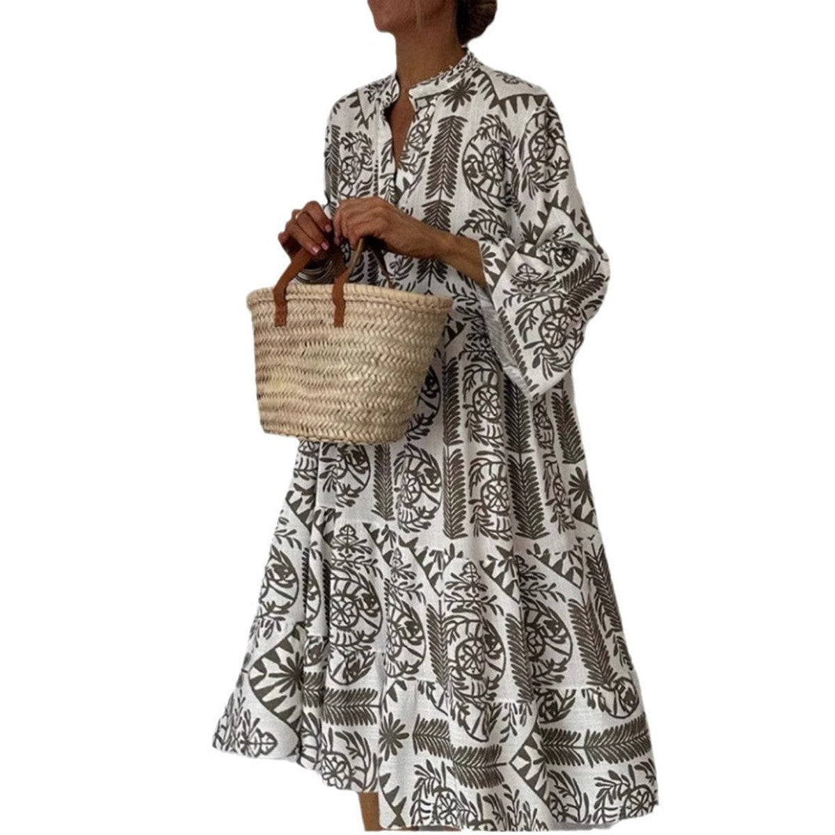 Dames Loose-Fit Tuniek Jurk – Met Knopen, Geschikt voor Lente en Zomer