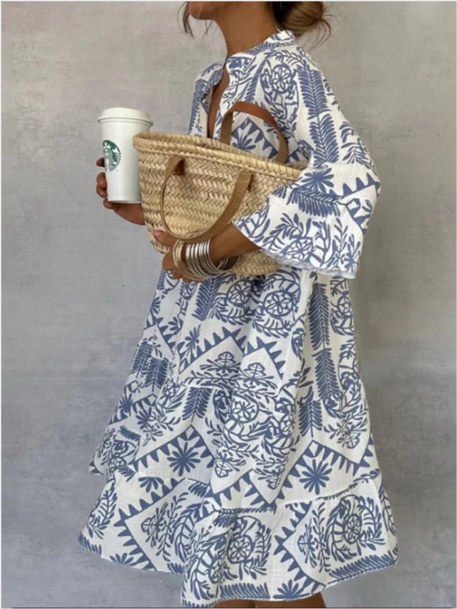 Dames Loose-Fit Tuniek Jurk – Met Knopen, Geschikt voor Lente en Zomer