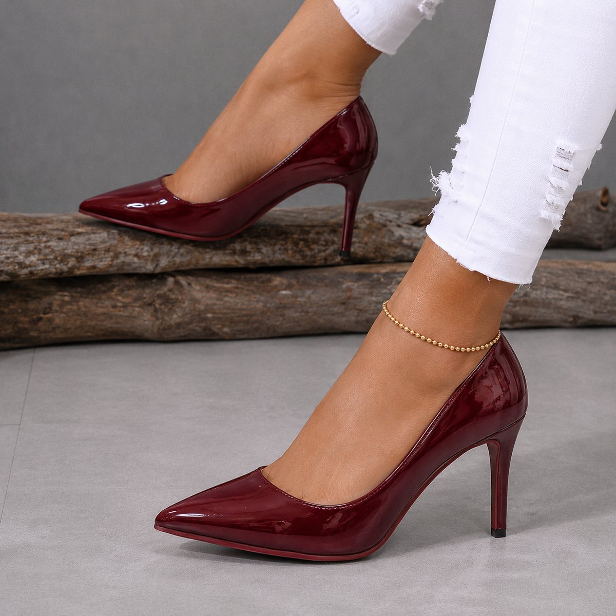 Dames Pumps Spitse Neus Lakleer Stiletto Hakken