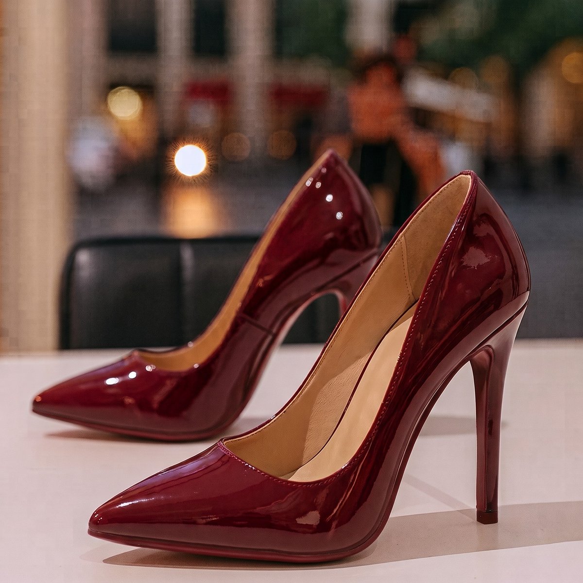 Dames Pumps Spitse Neus Lakleer Stiletto Hakken
