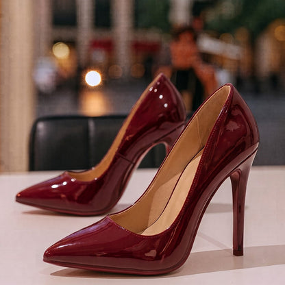 Dames Pumps Spitse Neus Lakleer Stiletto Hakken
