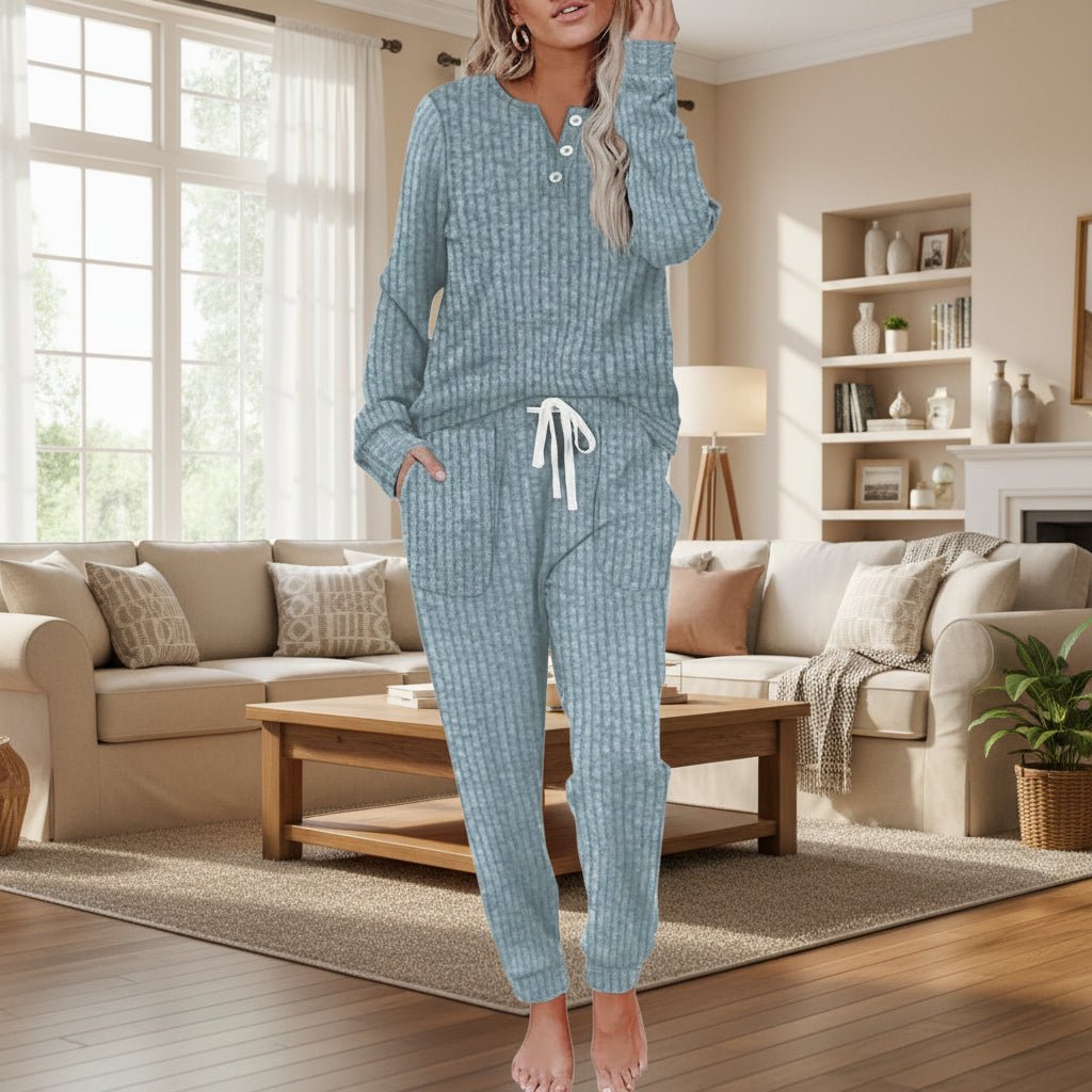 Dames Getailleerd Set – Met Knopen, Geschikt voor Casual en Thuisgebruik