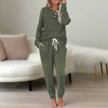 Dames Getailleerd Set – Met Knopen, Geschikt voor Casual en Thuisgebruik