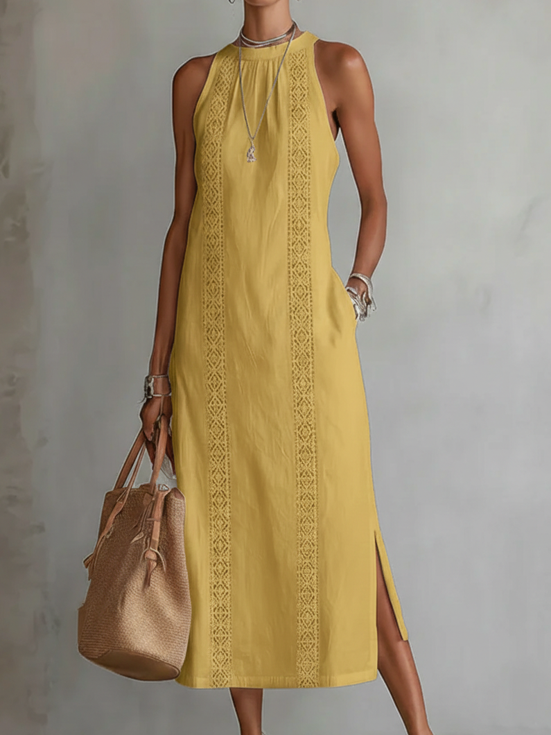 Dames Midi Jurk met Ronde Hals