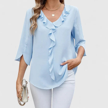 Dames Getailleerde Blouse – Met Driekwart Mouwen, Geschikt voor Casual en Werk
