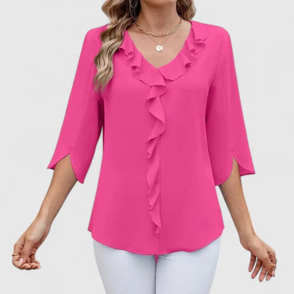 Dames Getailleerde Blouse – Met Driekwart Mouwen, Geschikt voor Casual en Werk