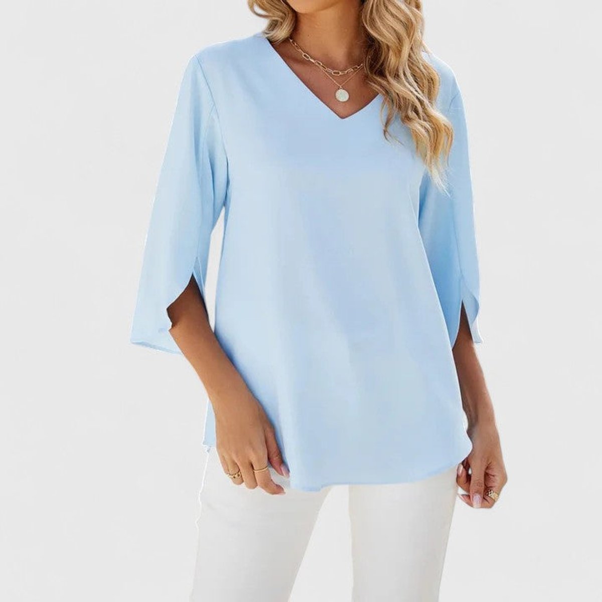 Dames Getailleerde Blouse – Met Driekwart Mouwen, Geschikt voor Casual en Werk