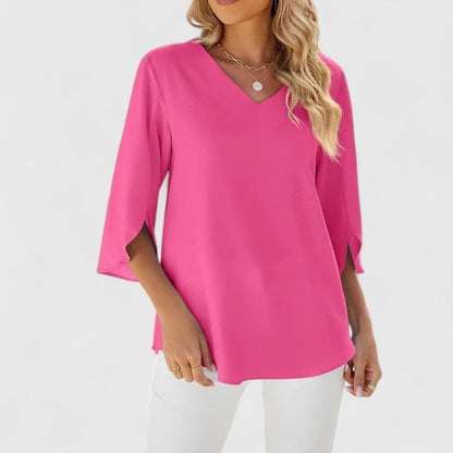 Dames Getailleerde Blouse – Met Driekwart Mouwen, Geschikt voor Casual en Werk