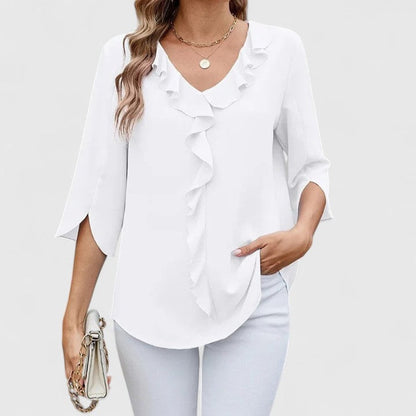 Dames Getailleerde Blouse – Met Driekwart Mouwen, Geschikt voor Casual en Werk