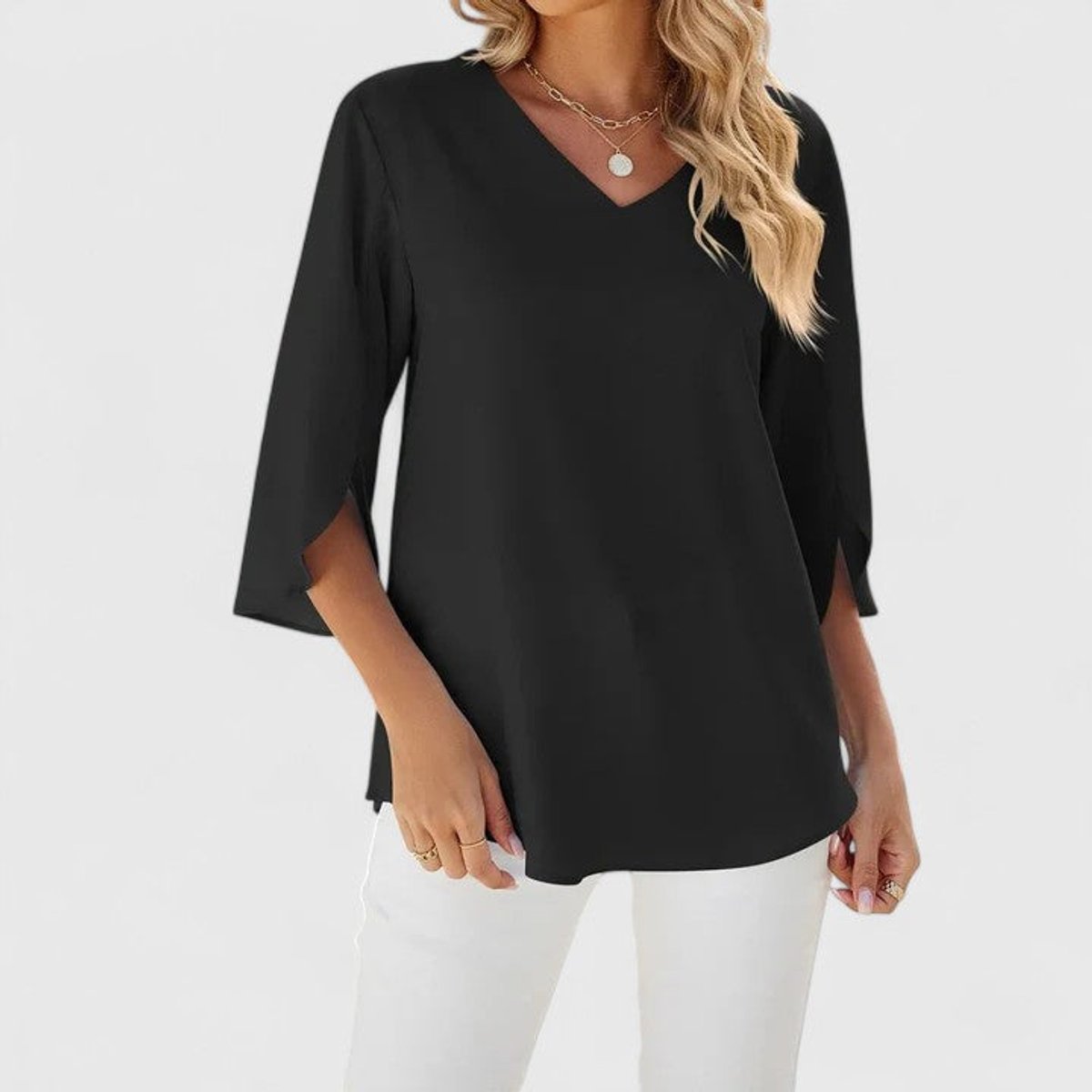 Dames Getailleerde Blouse – Met Driekwart Mouwen, Geschikt voor Casual en Werk