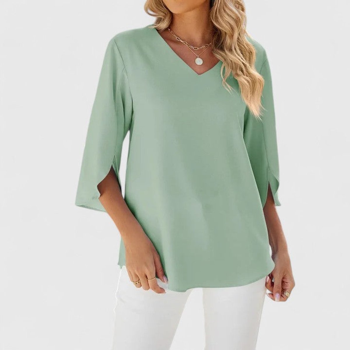 Dames Getailleerde Blouse – Met Driekwart Mouwen, Geschikt voor Casual en Werk
