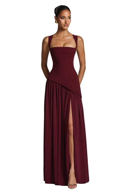 Dames Maxi Jurk Satijnlook met Verstelbare Bandjes