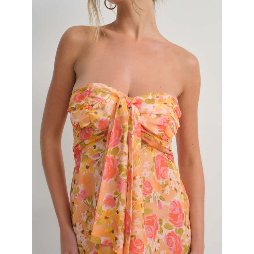 Dames Strapless Mini Jurk met Bloemenprint