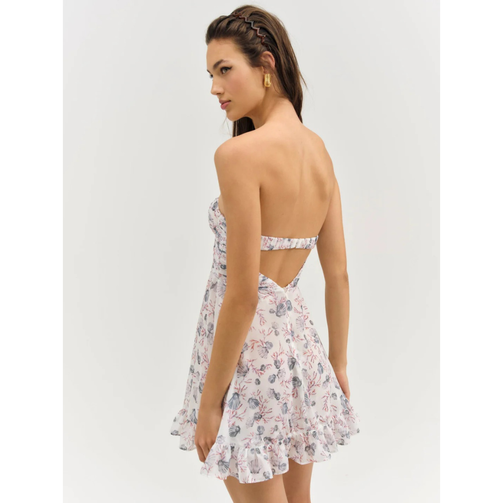 Dames Strapless Mini Jurk met Bloemenprint