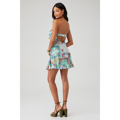 Dames Strapless Mini Jurk met Bloemenprint