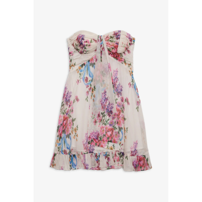 Dames Strapless Mini Jurk met Bloemenprint