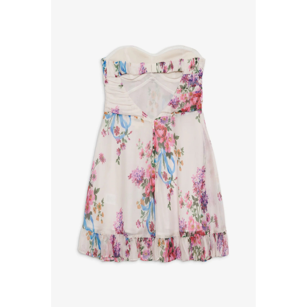 Dames Strapless Mini Jurk met Bloemenprint