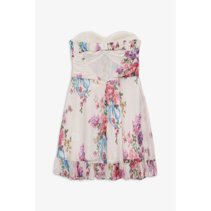 Dames Strapless Mini Jurk met Bloemenprint