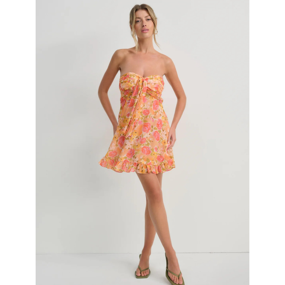 Dames Strapless Mini Jurk met Bloemenprint