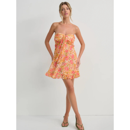Dames Strapless Mini Jurk met Bloemenprint