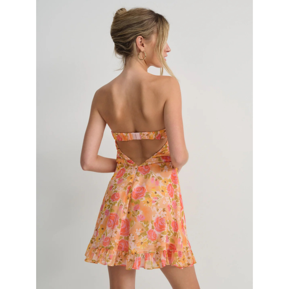 Dames Strapless Mini Jurk met Bloemenprint