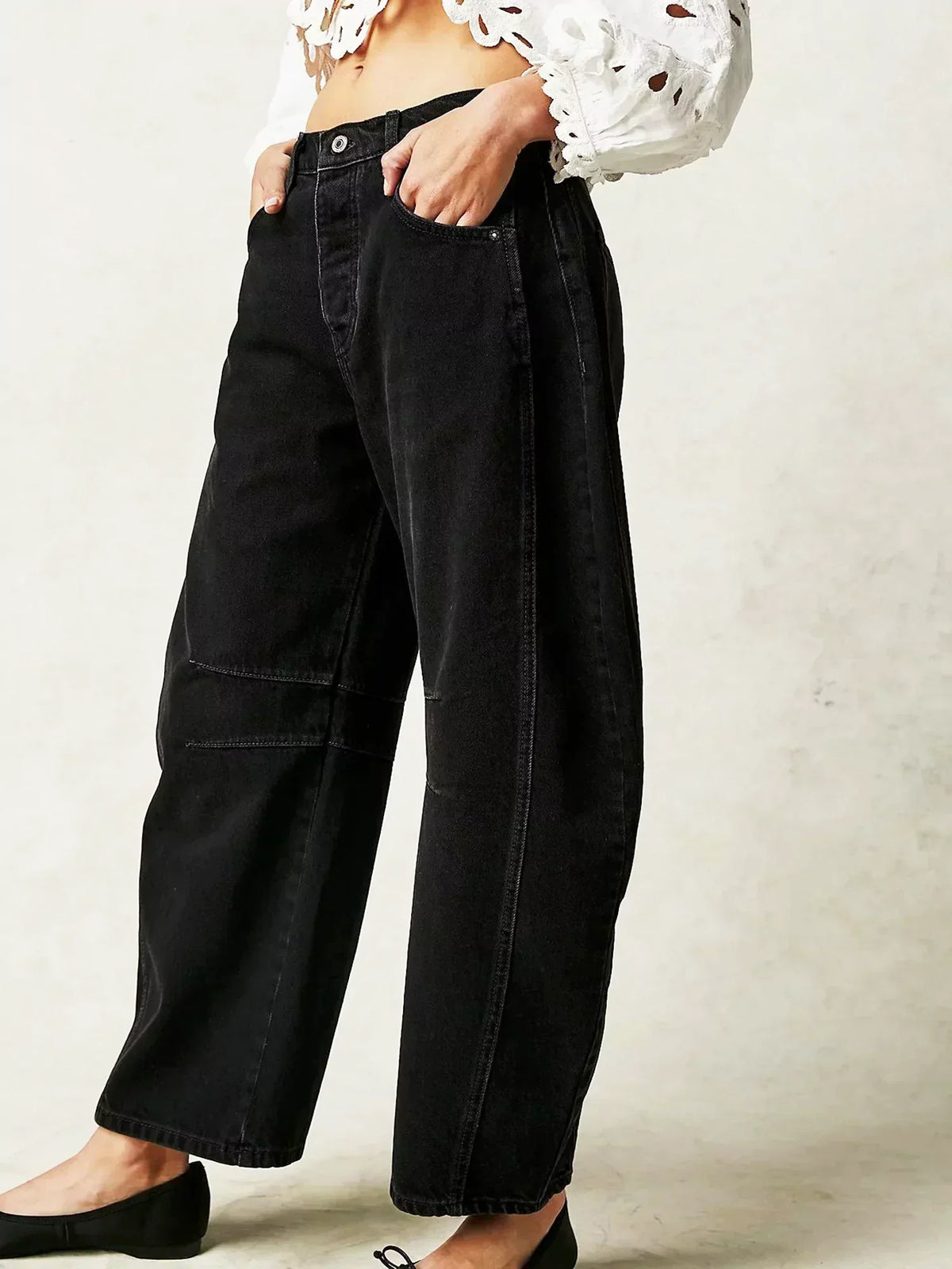 Dames Wide Leg Jeans High Waist Denim
