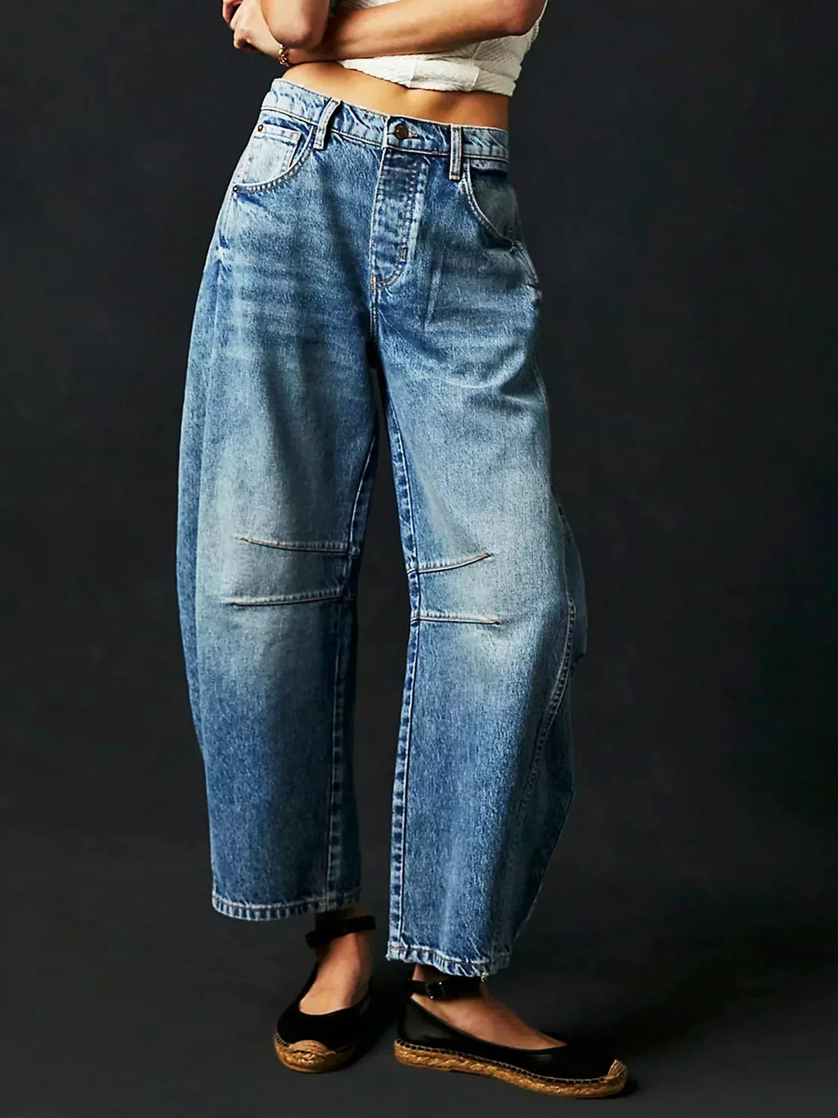 Dames Wide Leg Jeans High Waist Denim