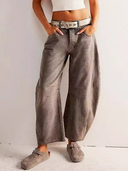 Dames Wide Leg Jeans High Waist Denim