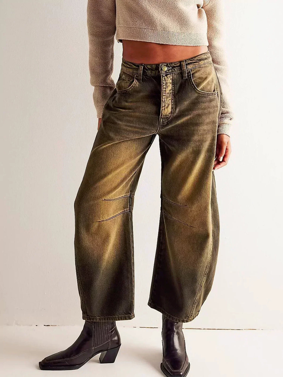 Dames Wide Leg Jeans High Waist Denim