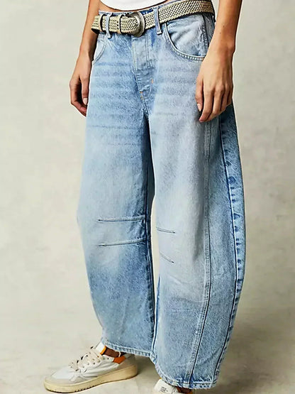 Dames Wide Leg Jeans High Waist Denim