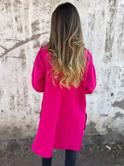 Xandra fuchsia longline vest, achteraanzicht