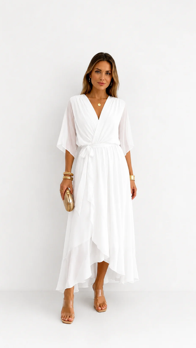 Dames Galajurk Chiffon met Portefeuille-Silhouet