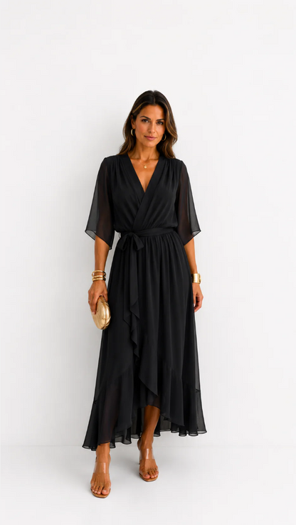 Dames Galajurk Chiffon met Portefeuille-Silhouet