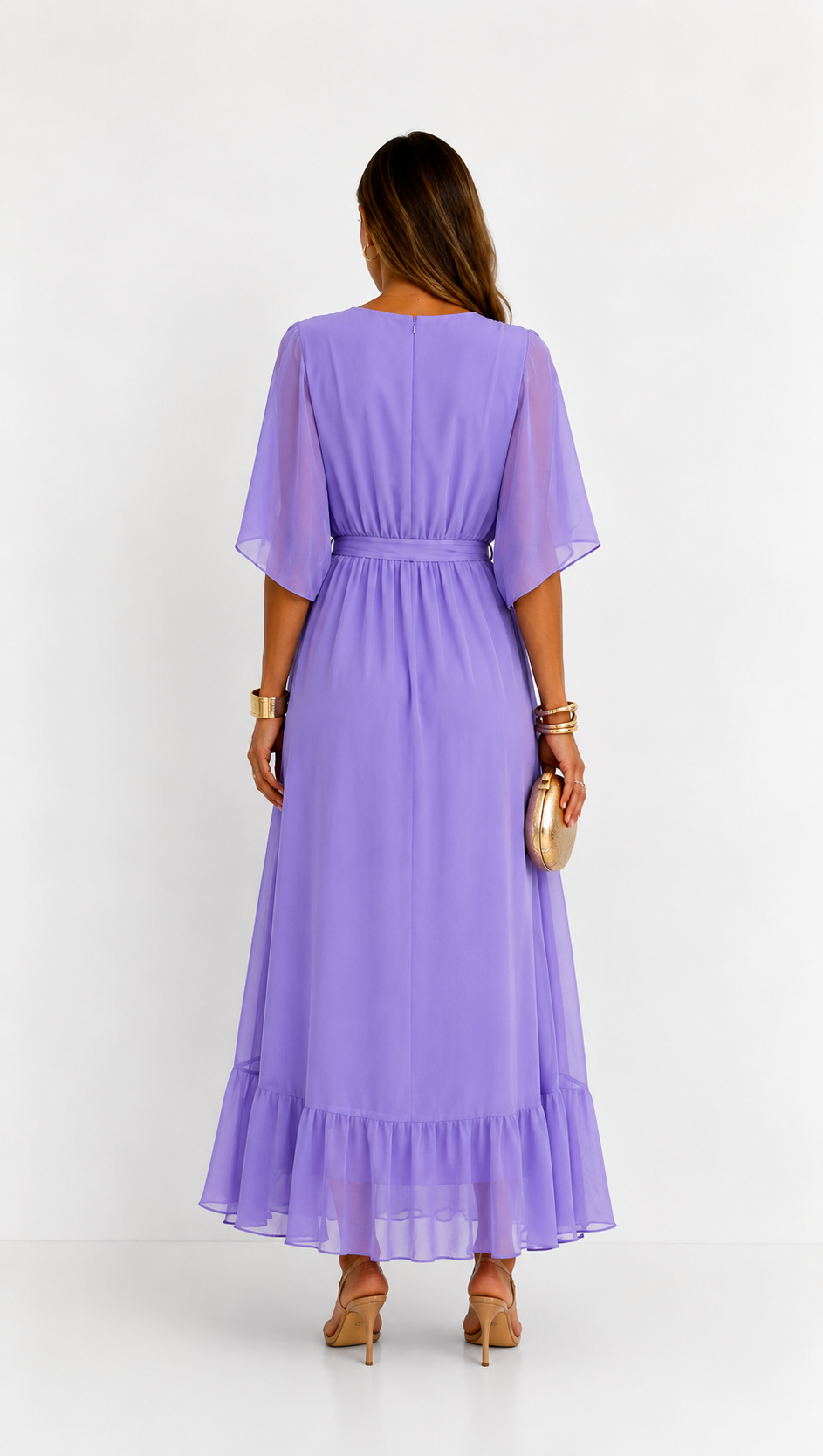 Dames Galajurk Chiffon met Portefeuille-Silhouet